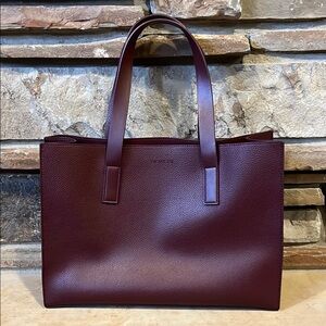 Rachel Zoe Burgundy Pebbled Vegan Leather Tote Bag